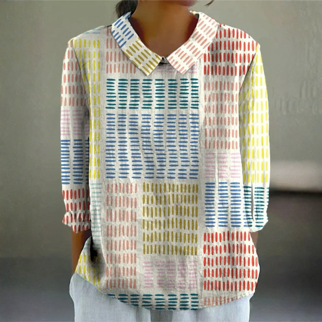 Kelly - blouse with colour blocks and lines — view 1