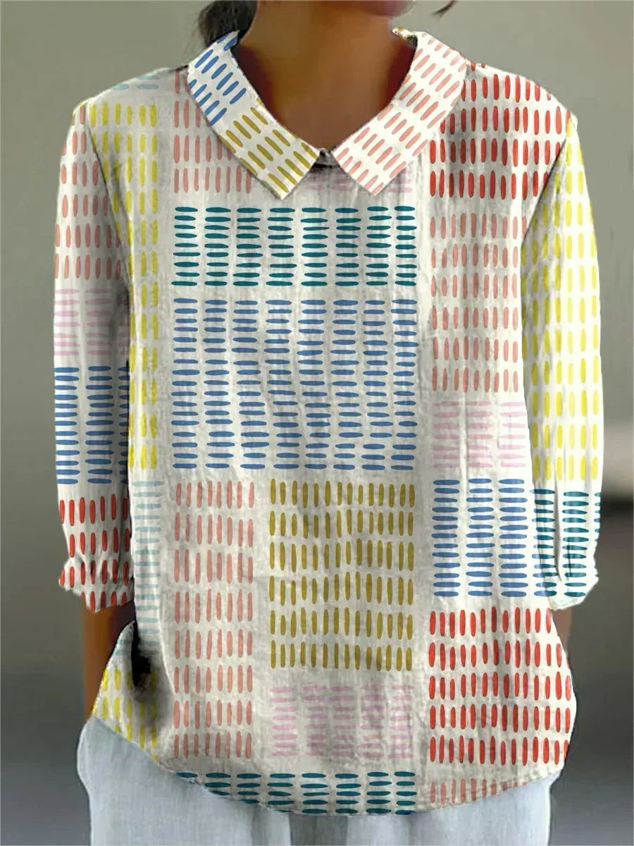 Kelly - blouse with colour blocks and lines — view 2
