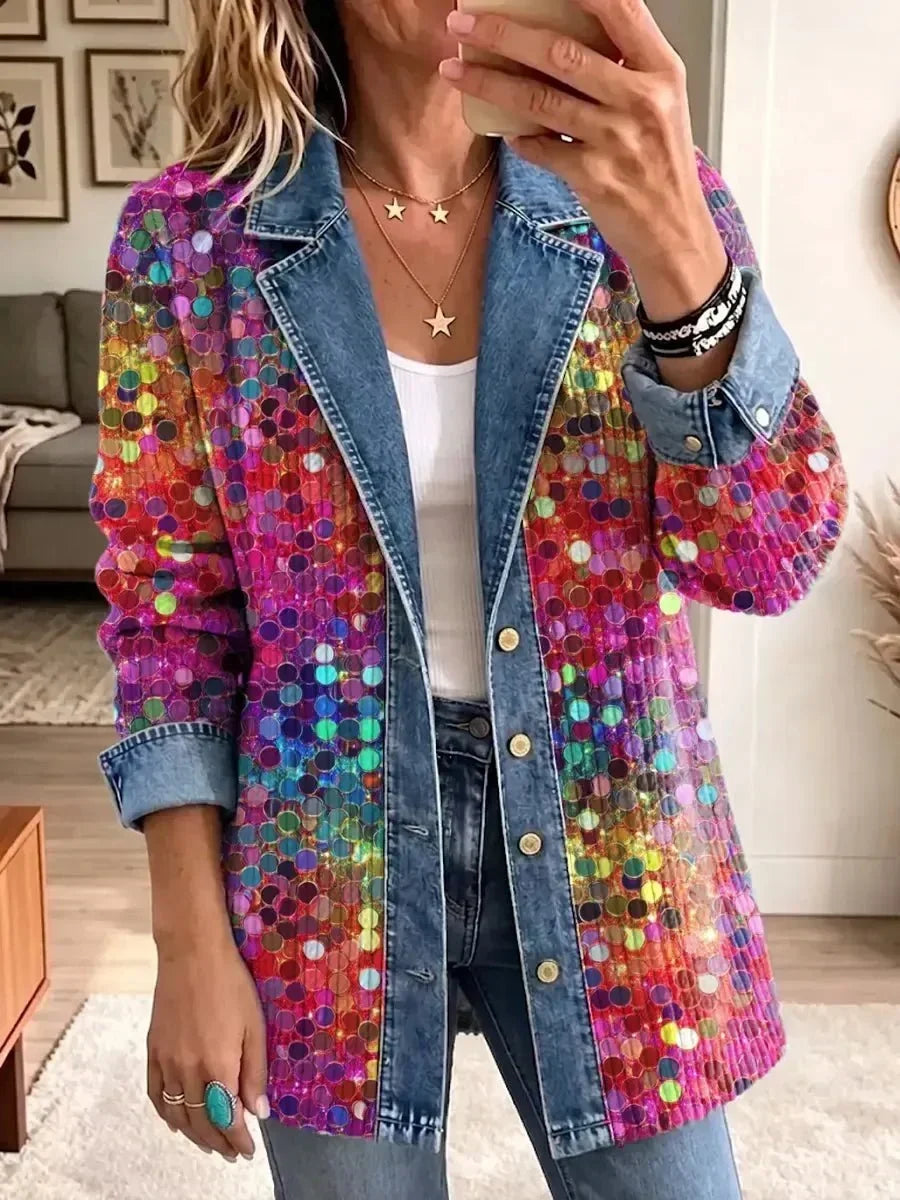 Kennedy - sequin print eye-catching coat — view 1