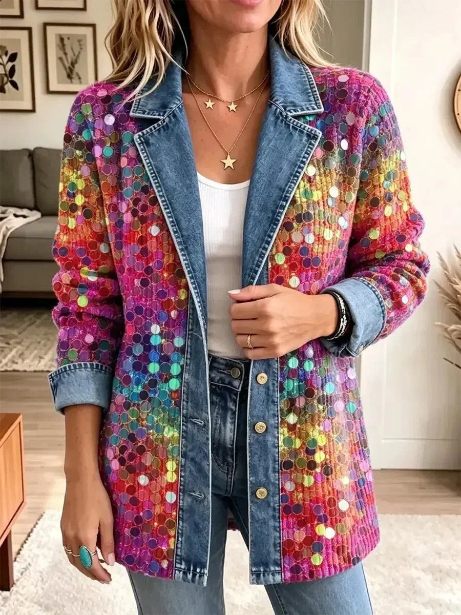 Kennedy - sequin print eye-catching coat — view 2