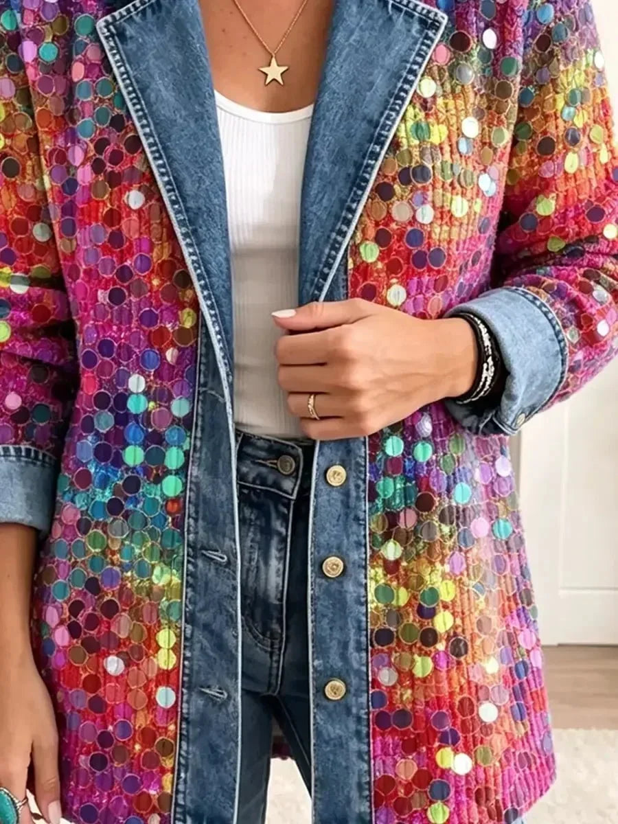 Kennedy - sequin print eye-catching coat — view 3
