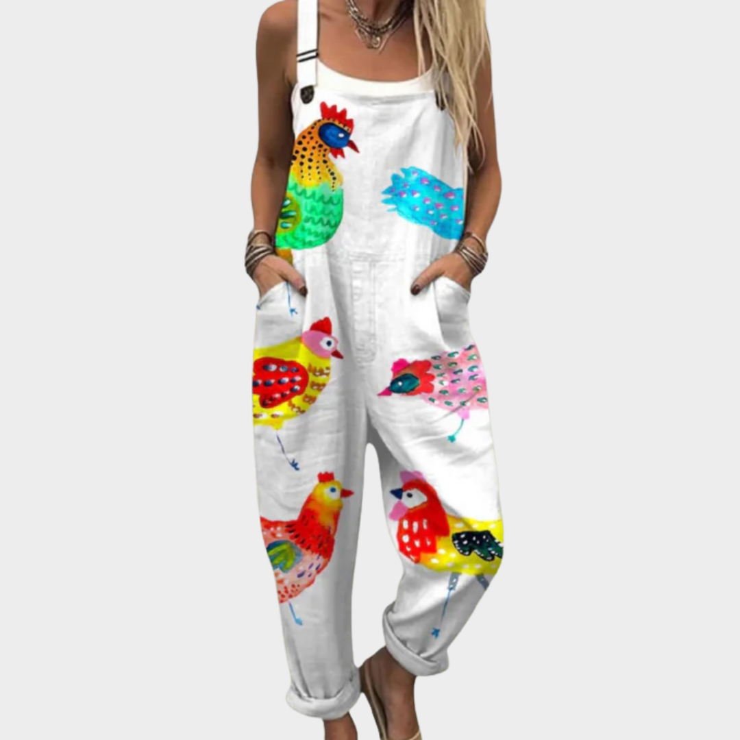 Comfortable patterned overalls — view 1