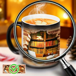 Ceramic mug with magical bookshelf and heat effect — view 4