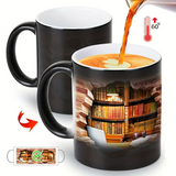 Ceramic mug with magical bookshelf and heat effect — view 7