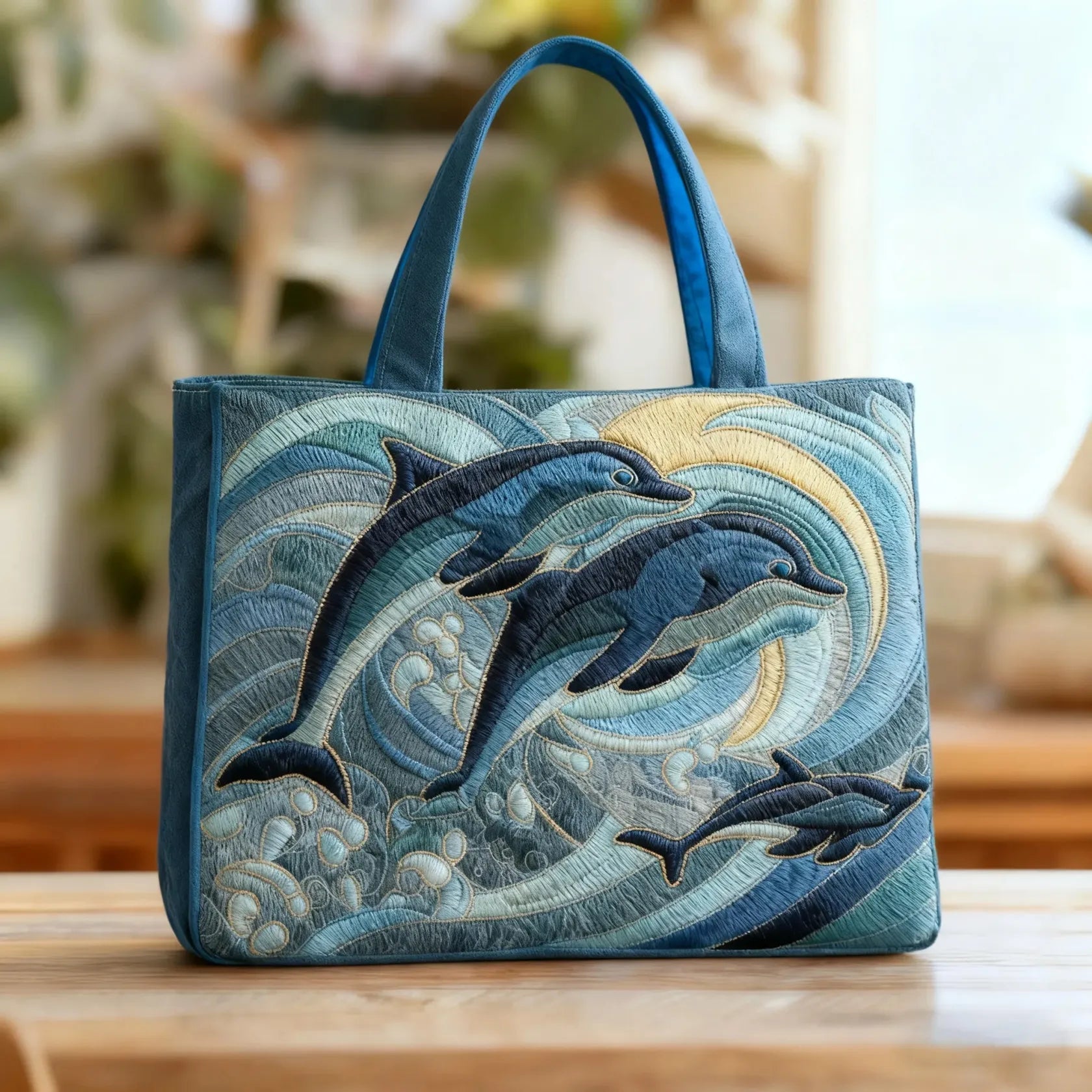 Melody - quilted bag, ocean dolphin — view 1