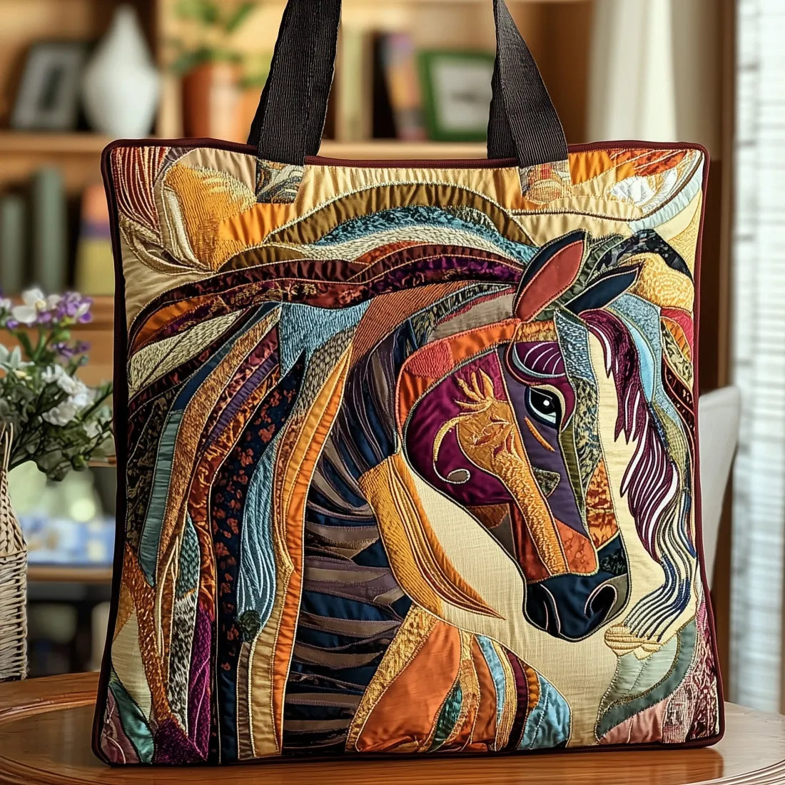 Melody - quilted bag, mosaic horse — view 1