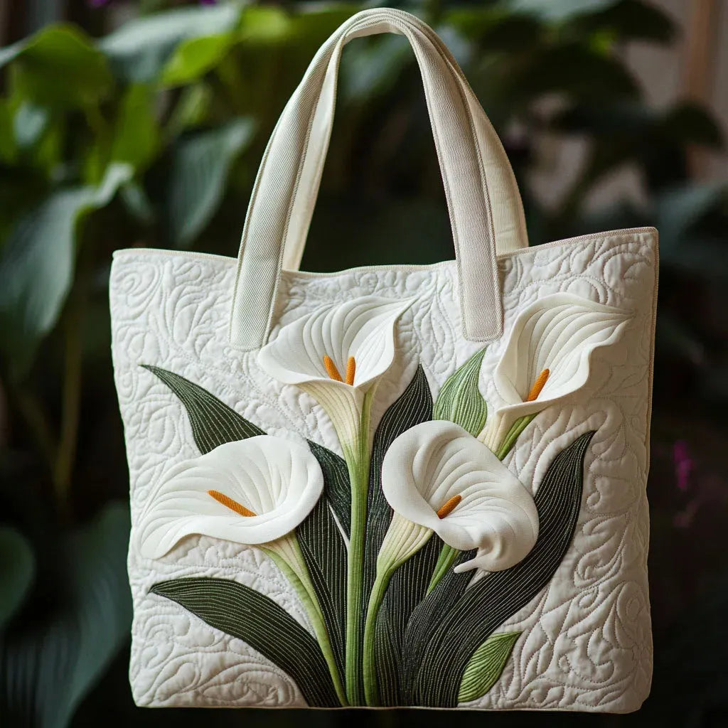 Melody - quilted bag, white calla lilies — view 1