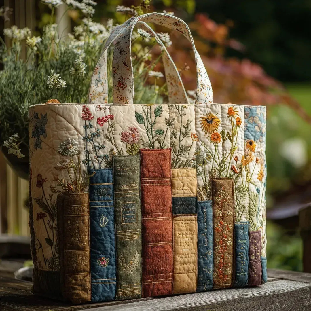 Melody - quilted bag, books and flowers — view 1