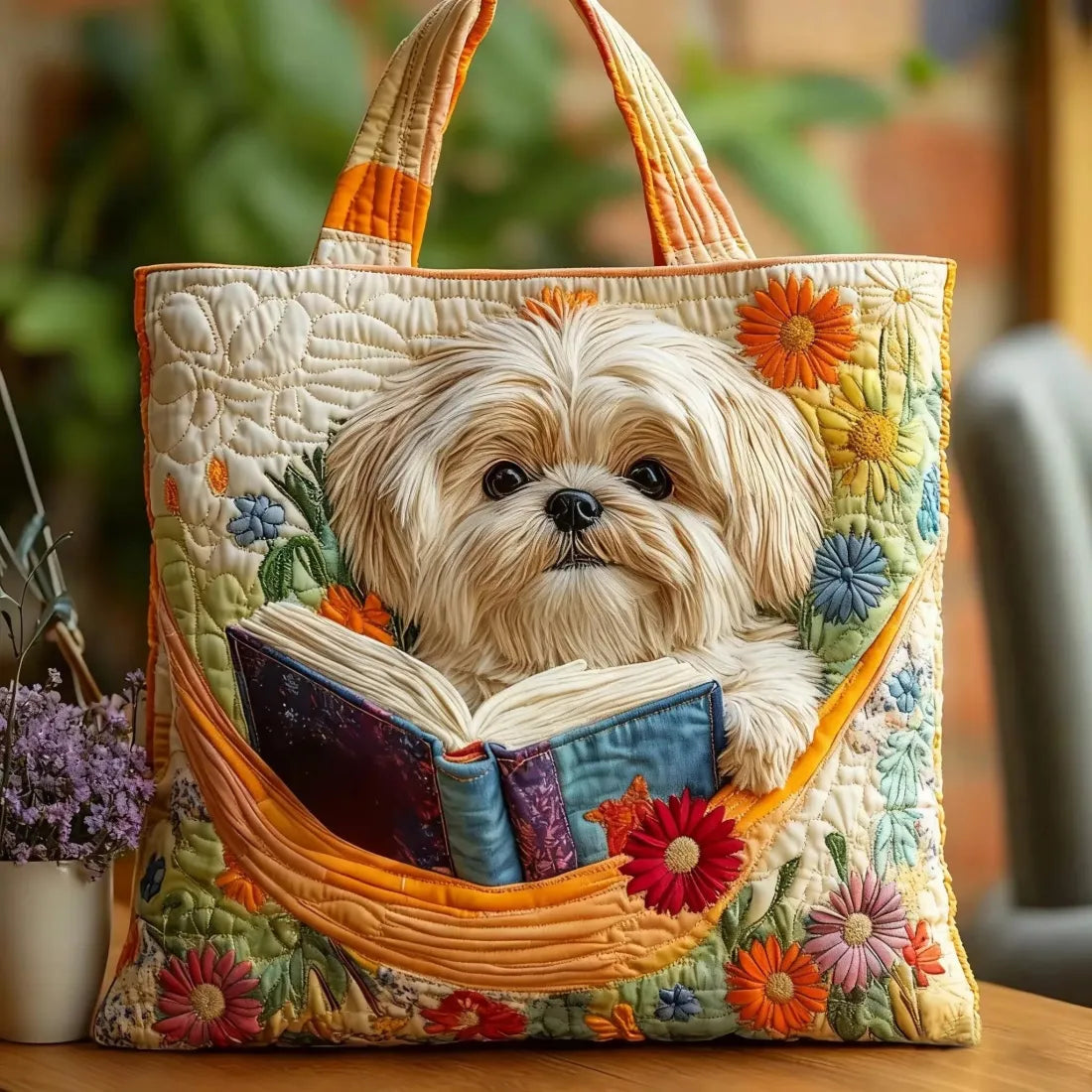 Melody - quilted bag with shih tzu books — view 1