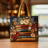 Melody - quilted bag, flower and books — view 1