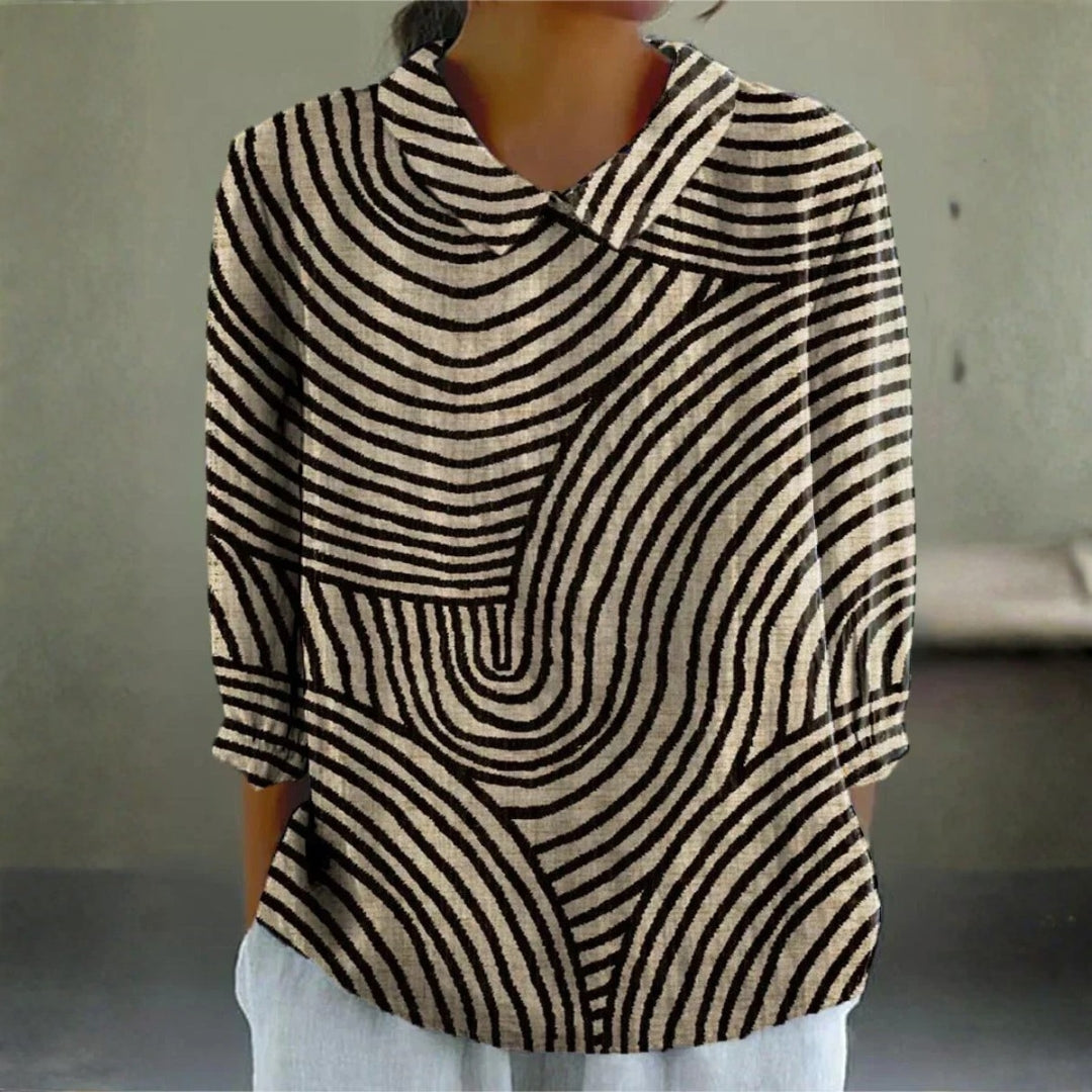 Kimberly - Monochrome Wave Blouse — view 1