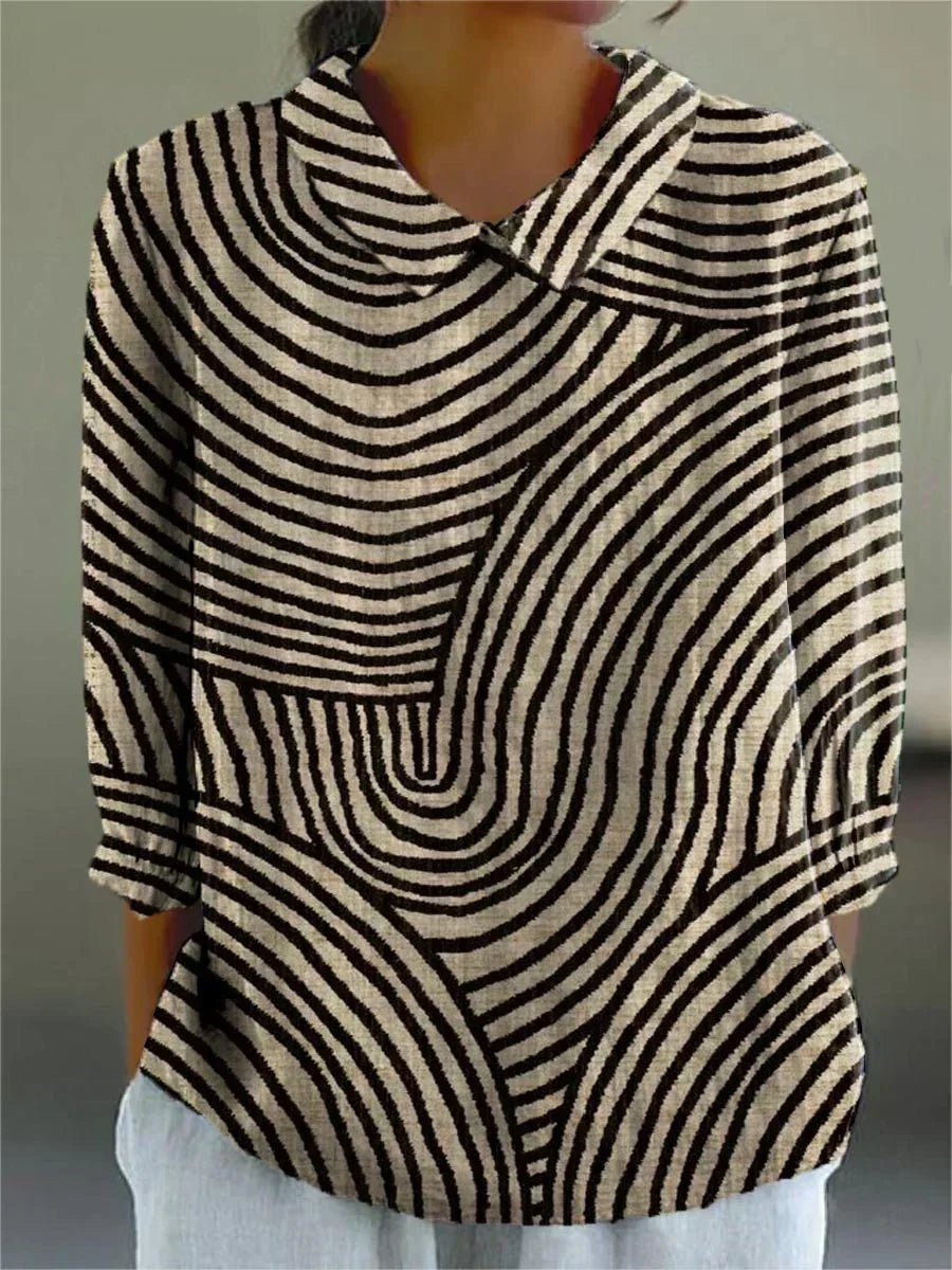 Kimberly - Monochrome Wave Blouse — view 2
