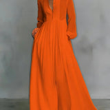 Kristen - Flowy maxi dress with button front — view 1