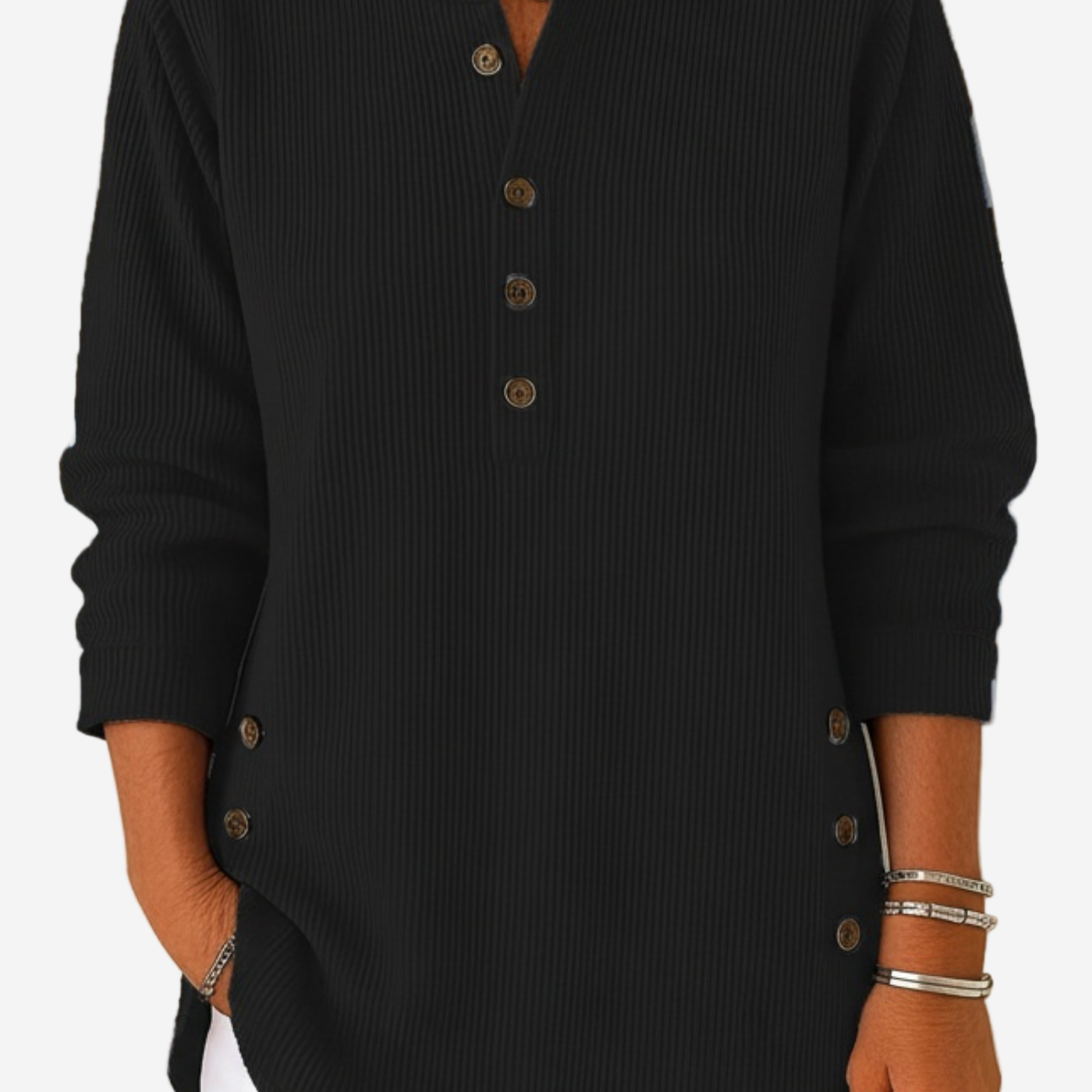 Kylie Long Sleeve Solid Colour Knit Jumper — view 1