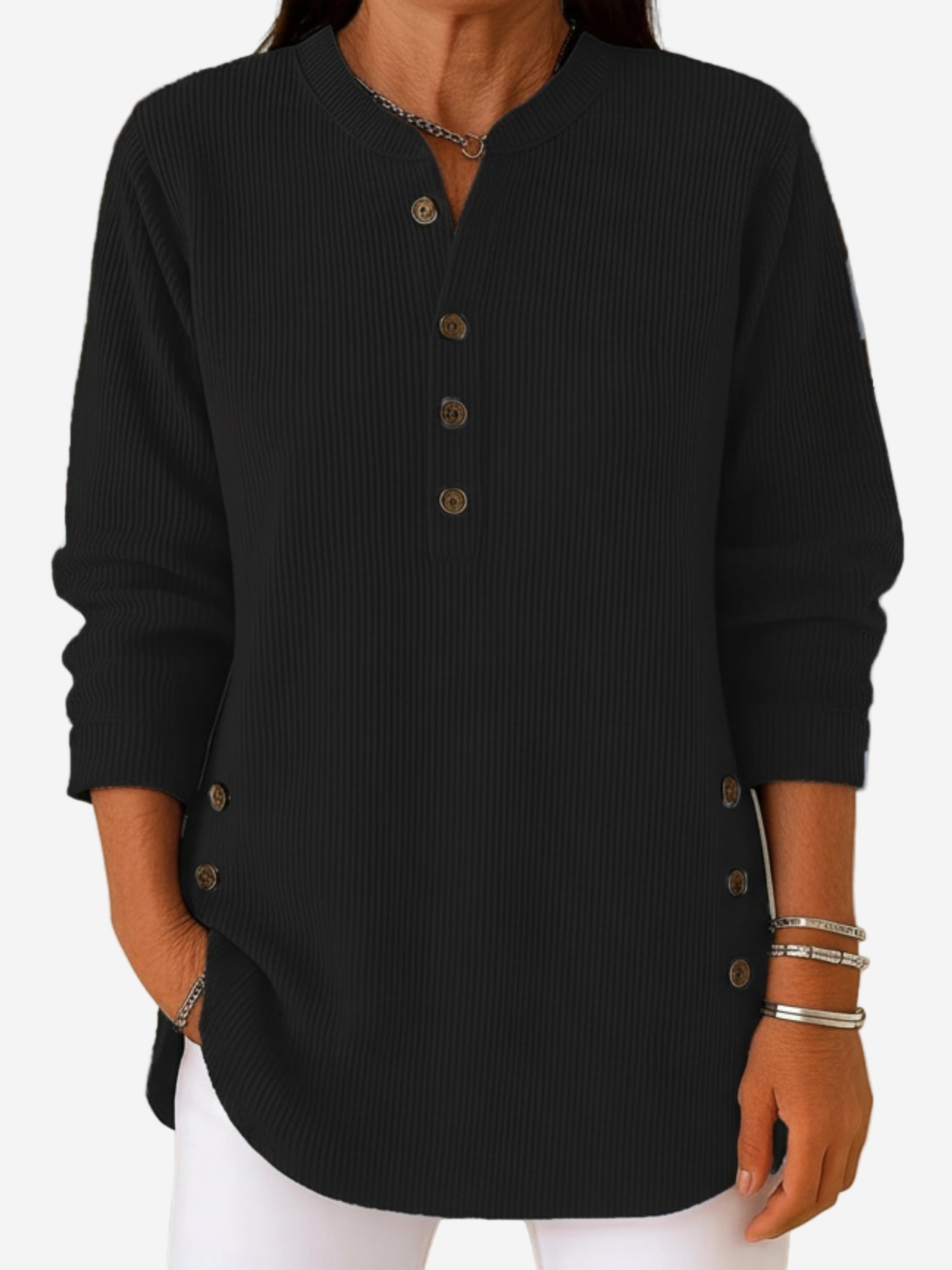 Kylie Long Sleeve Solid Colour Knit Jumper — view 1