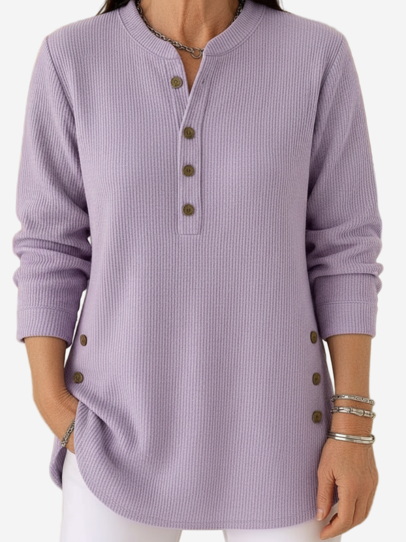 Kylie Long Sleeve Solid Colour Knit Jumper — view 5