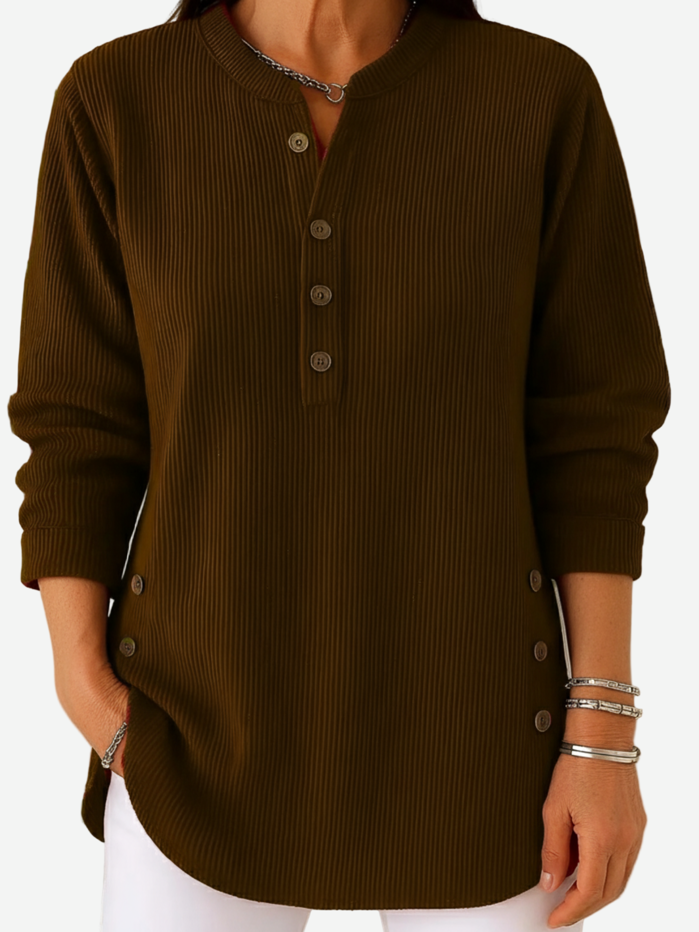 Kylie Long Sleeve Solid Colour Knit Jumper — view 6