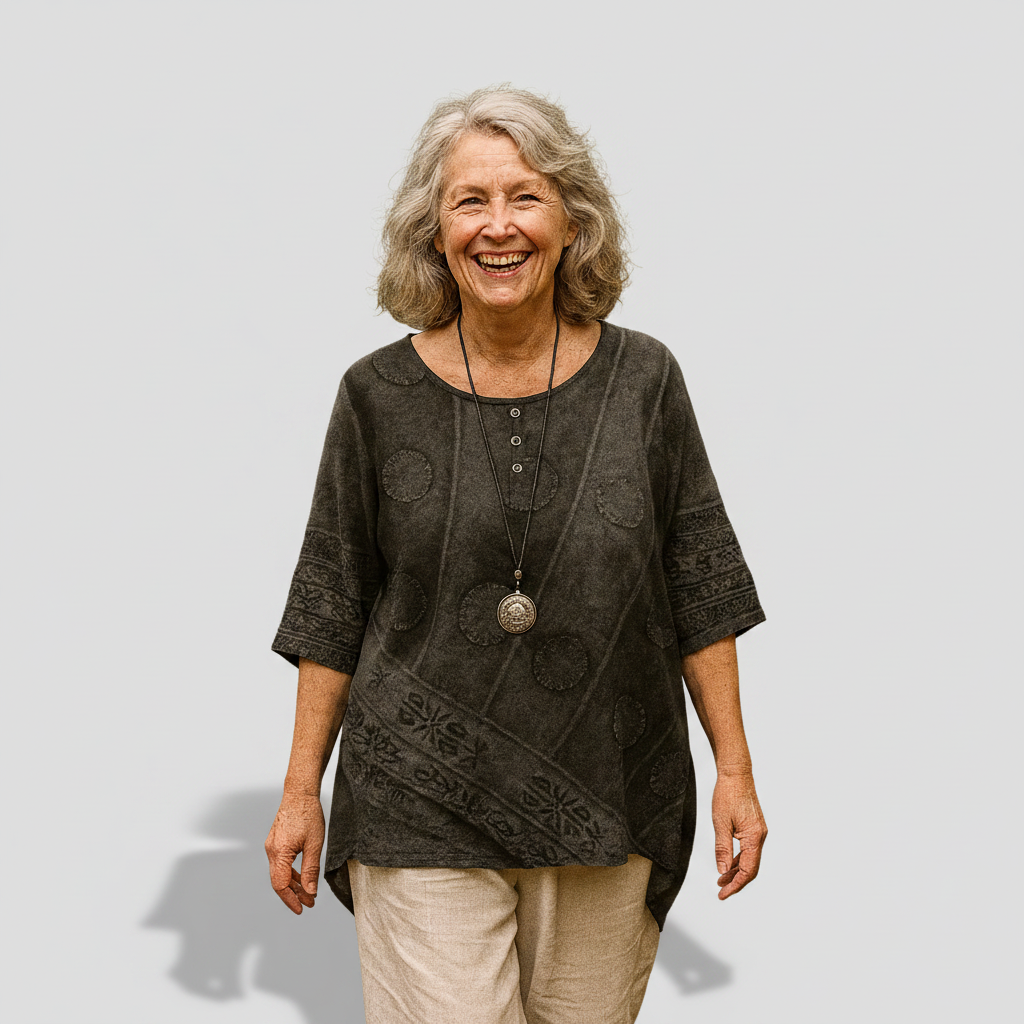Laura - loose fit top with artistic pattern — view 3
