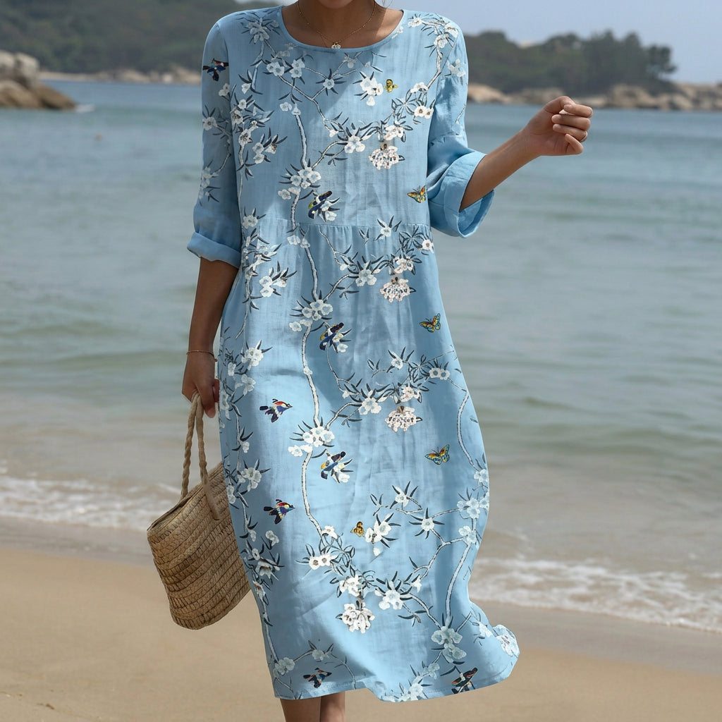 Lauren - maxi dress with round neck and pattern — view 1