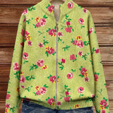 Lauren - Pink Floral Lime Zip Up Cardigan — view 2
