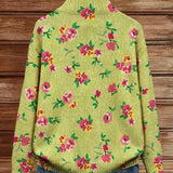Lauren - Pink Floral Lime Zip Up Cardigan — view 4