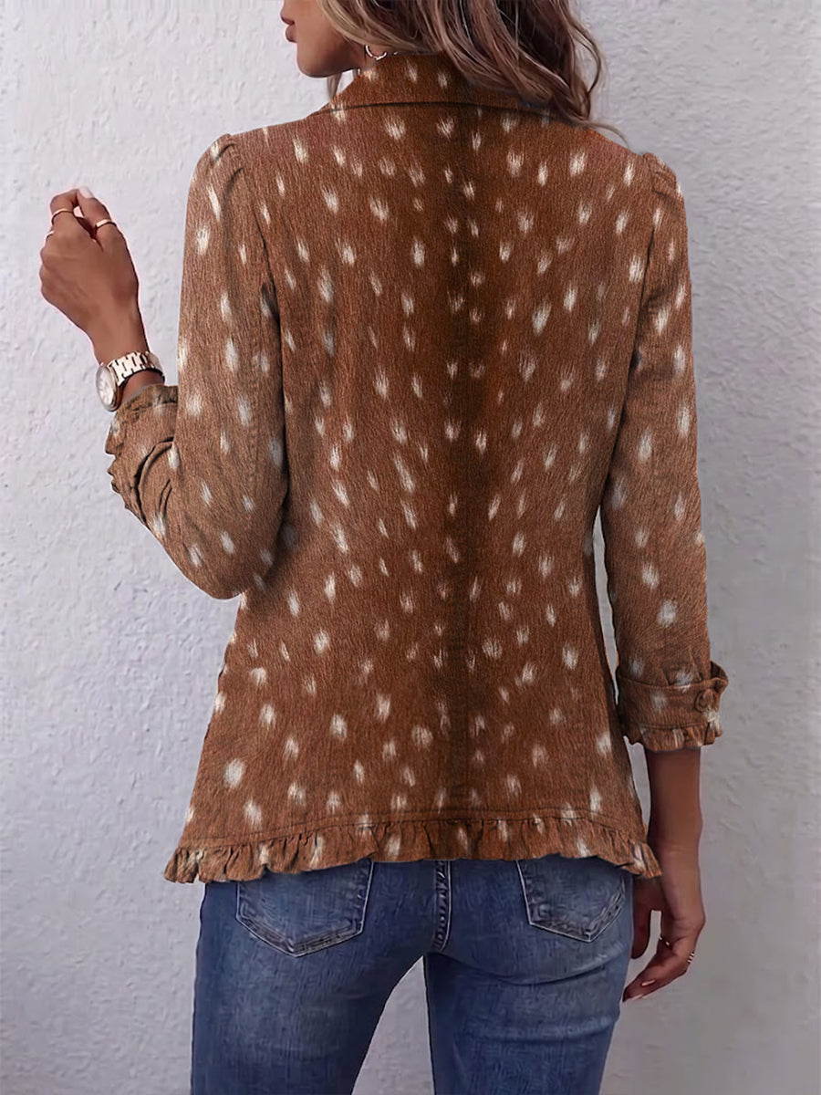 Layla - bohemian animal print ruffle jacket — view 2
