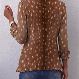 Layla - bohemian animal print ruffle jacket — view 2