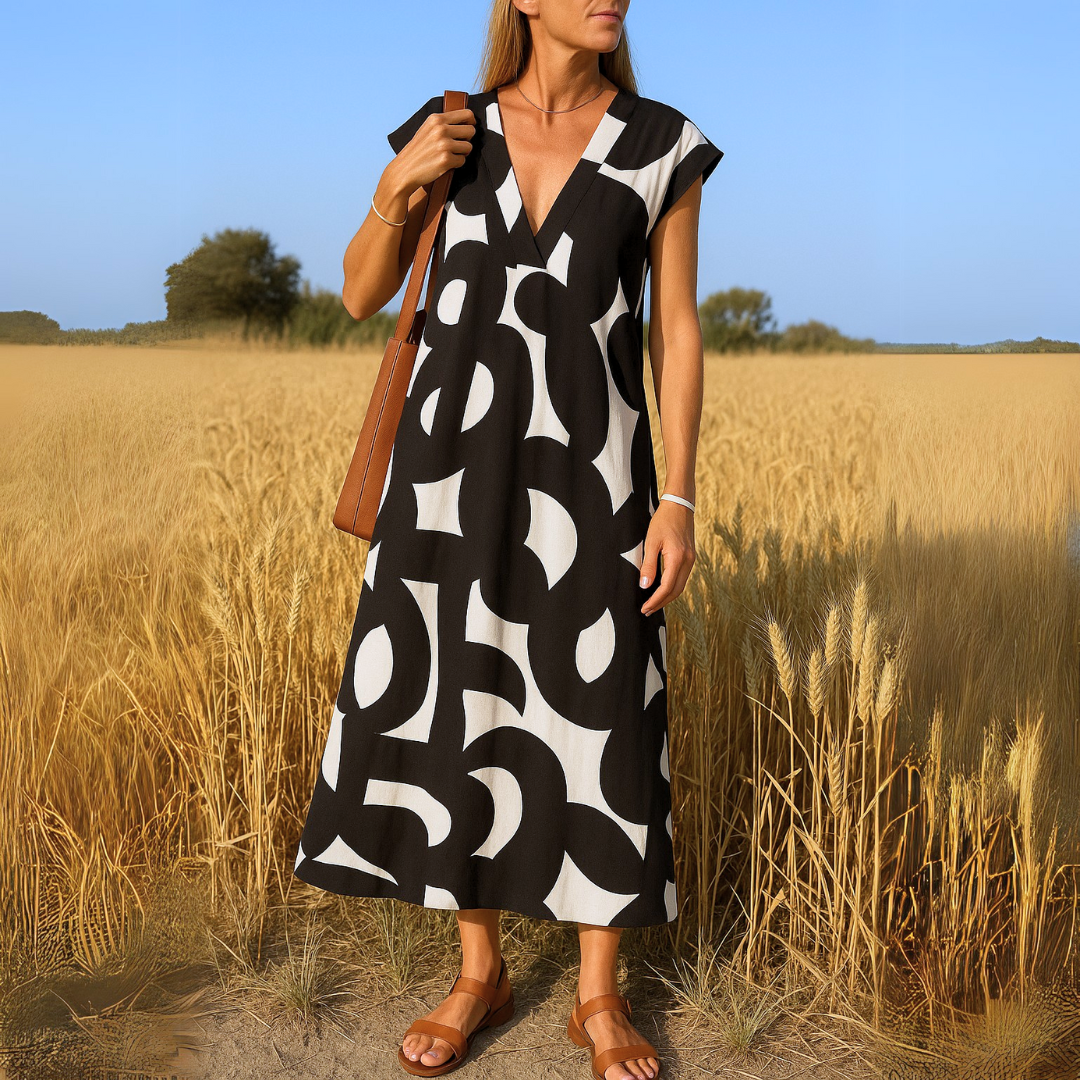 Layla - loose dress with V-neck — view 2