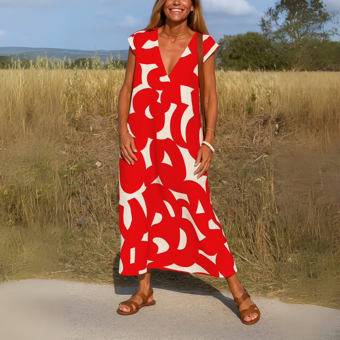 Layla - loose dress with V-neck — view 6