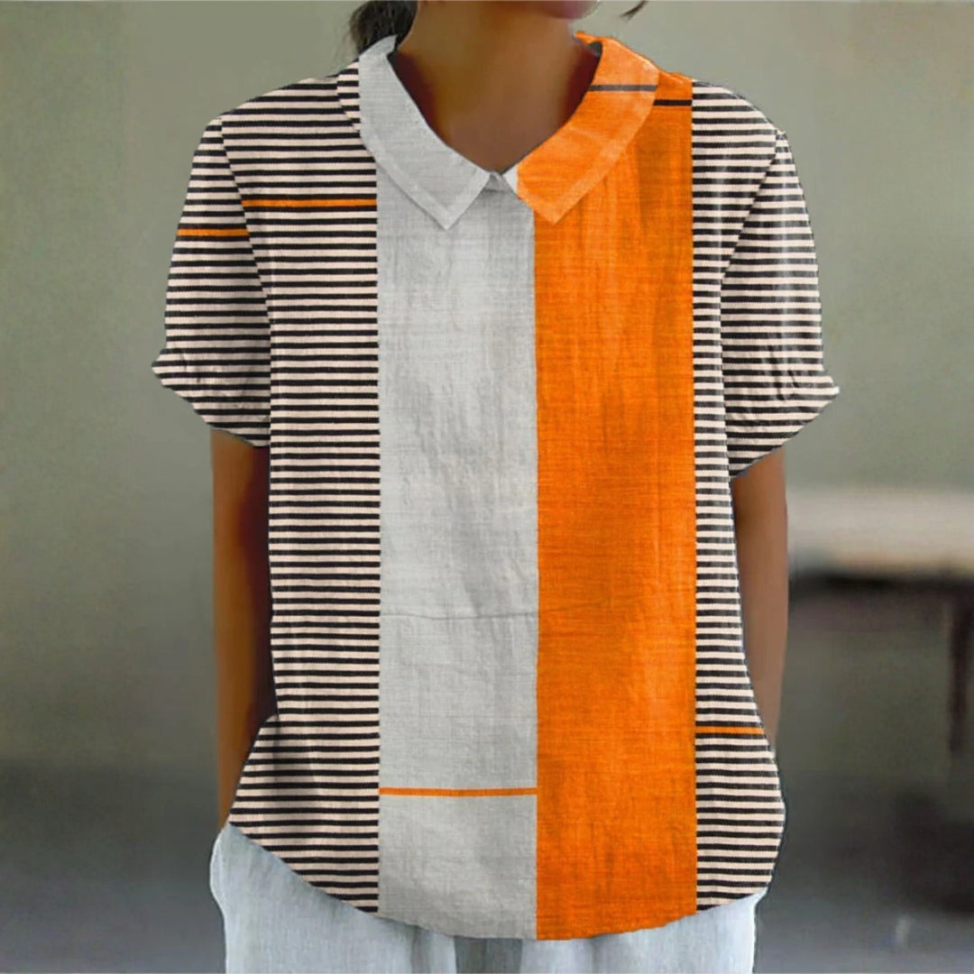Leah - Striped Colour Block Blouse — view 1