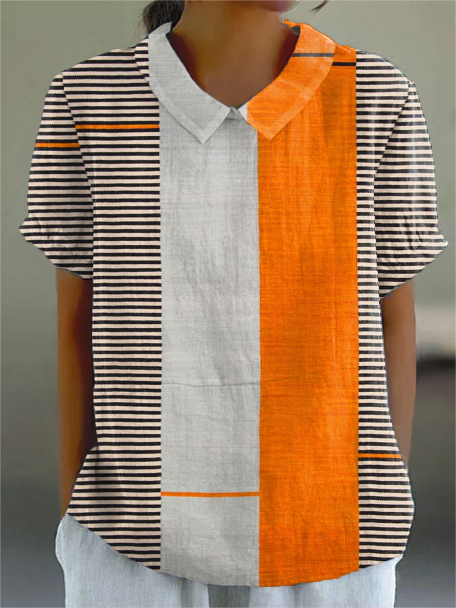Leah - Striped Colour Block Blouse — view 2