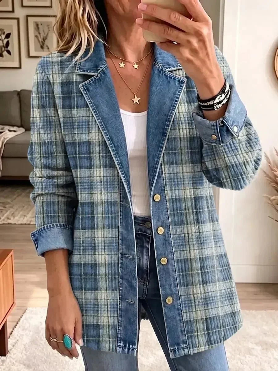 Leah - Denim jacket with retro art print — view 1