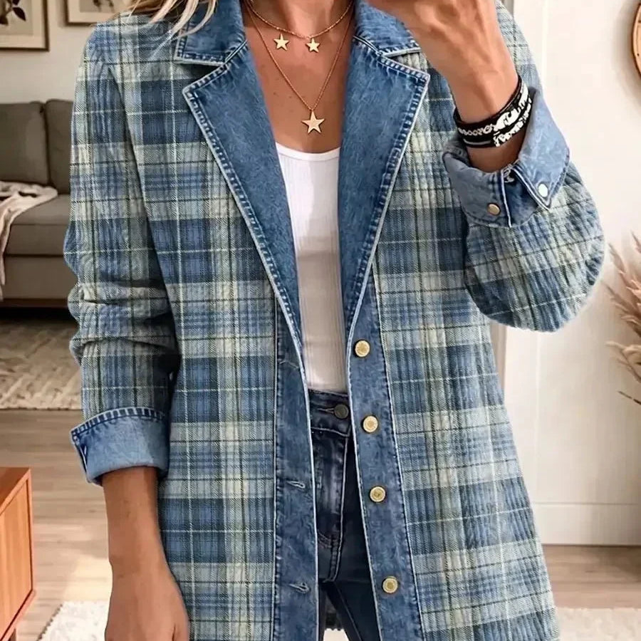 Leah - Denim jacket with retro art print — view 1