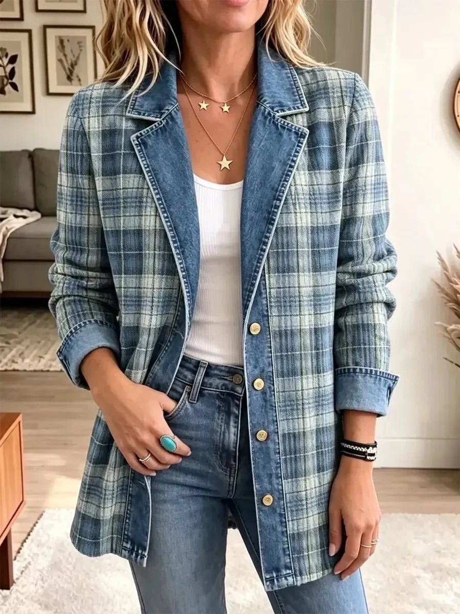Leah - Denim jacket with retro art print — view 2