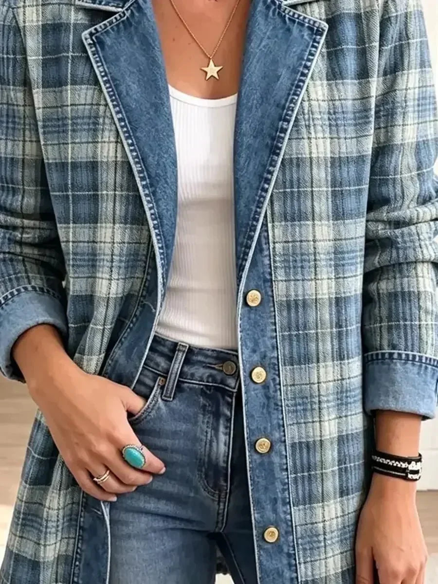 Leah - Denim jacket with retro art print — view 3