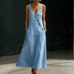 Lena - long denim button up dress — view 1