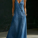 Lena - long denim button up dress — view 3
