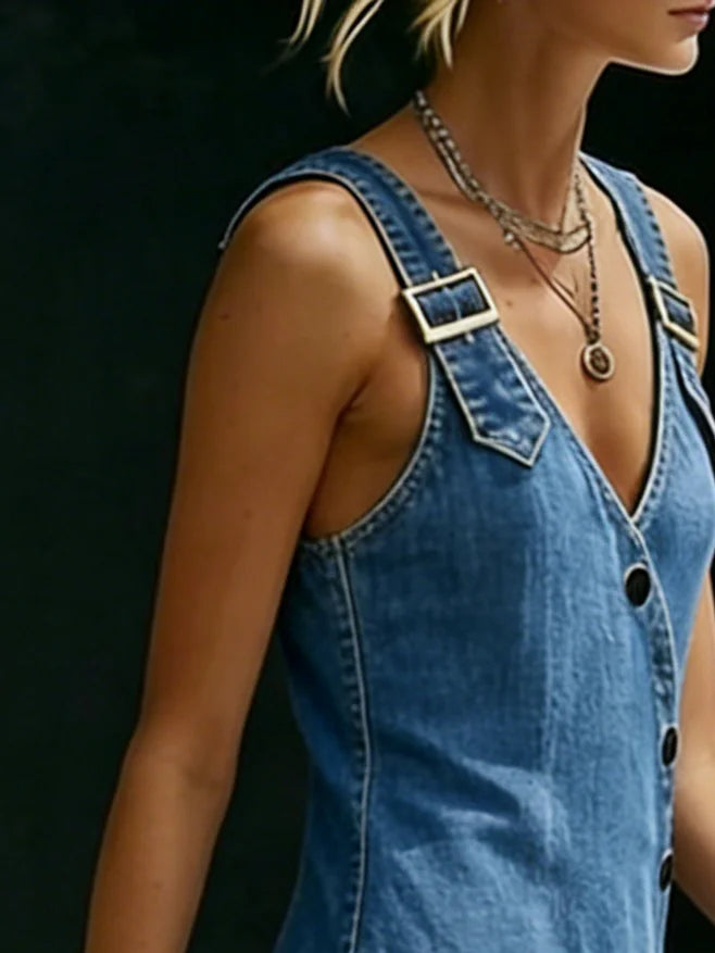 Lena - long denim button up dress — view 5