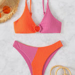 Leslie - Ribbed two-tone high-waisted bikini — view 4