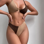 Leslie - Ribbed two-tone high-waisted bikini — view 6
