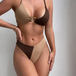 Leslie - Ribbed two-tone high-waisted bikini — view 8