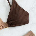 Leslie - Ribbed two-tone high-waisted bikini — view 10