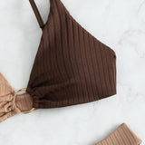 Leslie - Ribbed two-tone high-waisted bikini — view 10