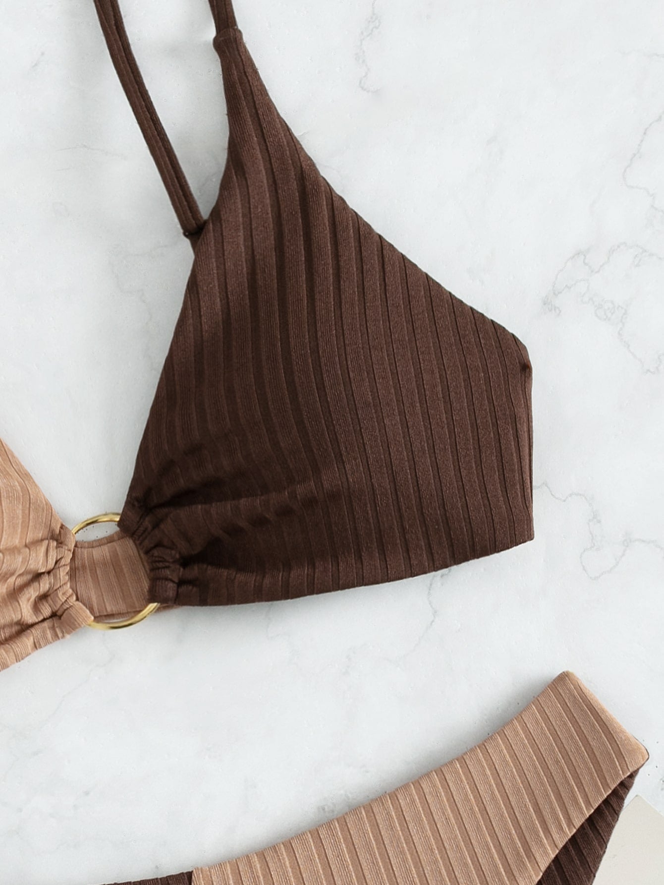 Leslie - Ribbed two-tone high-waisted bikini — view 10