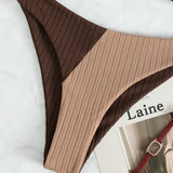 Leslie - Ribbed two-tone high-waisted bikini — view 11
