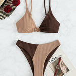 Leslie - Ribbed two-tone high-waisted bikini — view 12