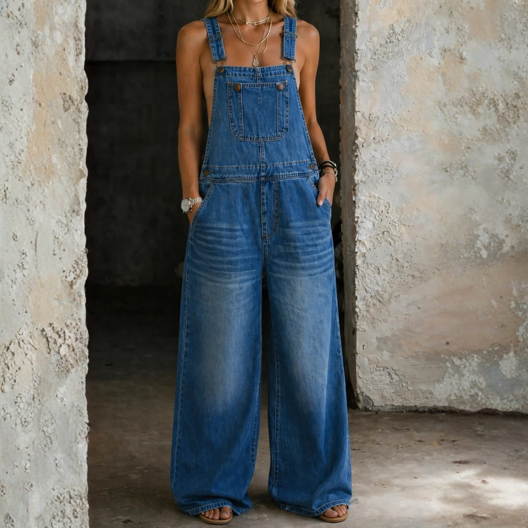 Liliana - elastic waist denim overalls — view 1