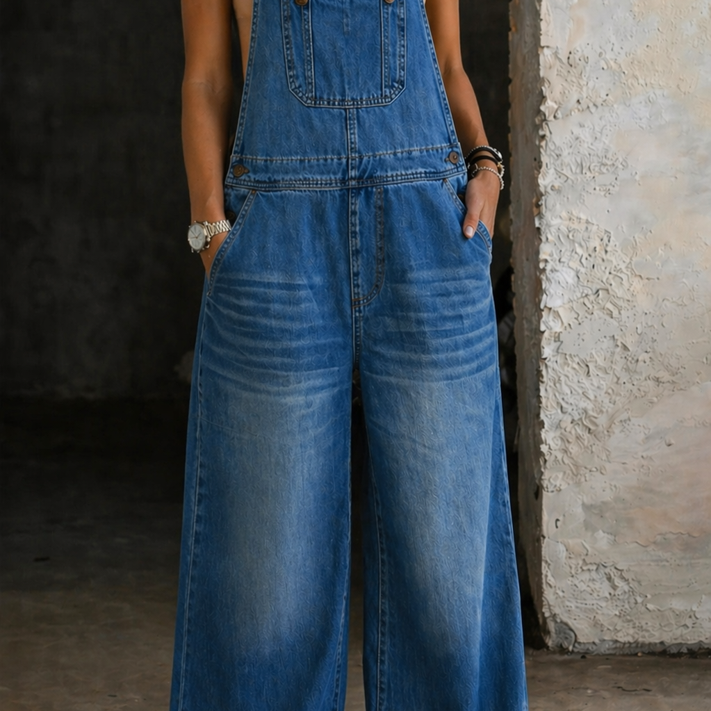 Liliana - elastic waist denim overalls — view 2