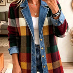 Lillian - Plaid Colour Block Denim Jacket — view 1