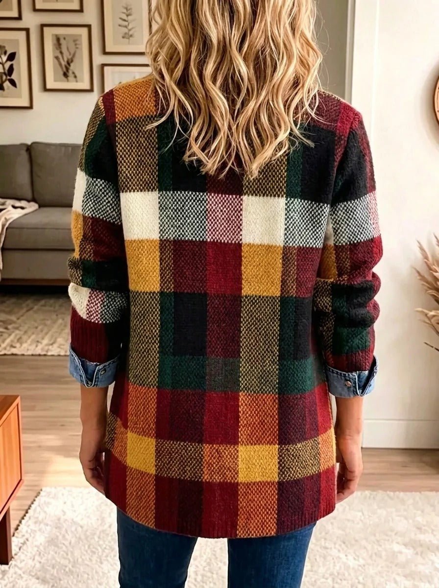 Lillian - Plaid Colour Block Denim Jacket — view 2
